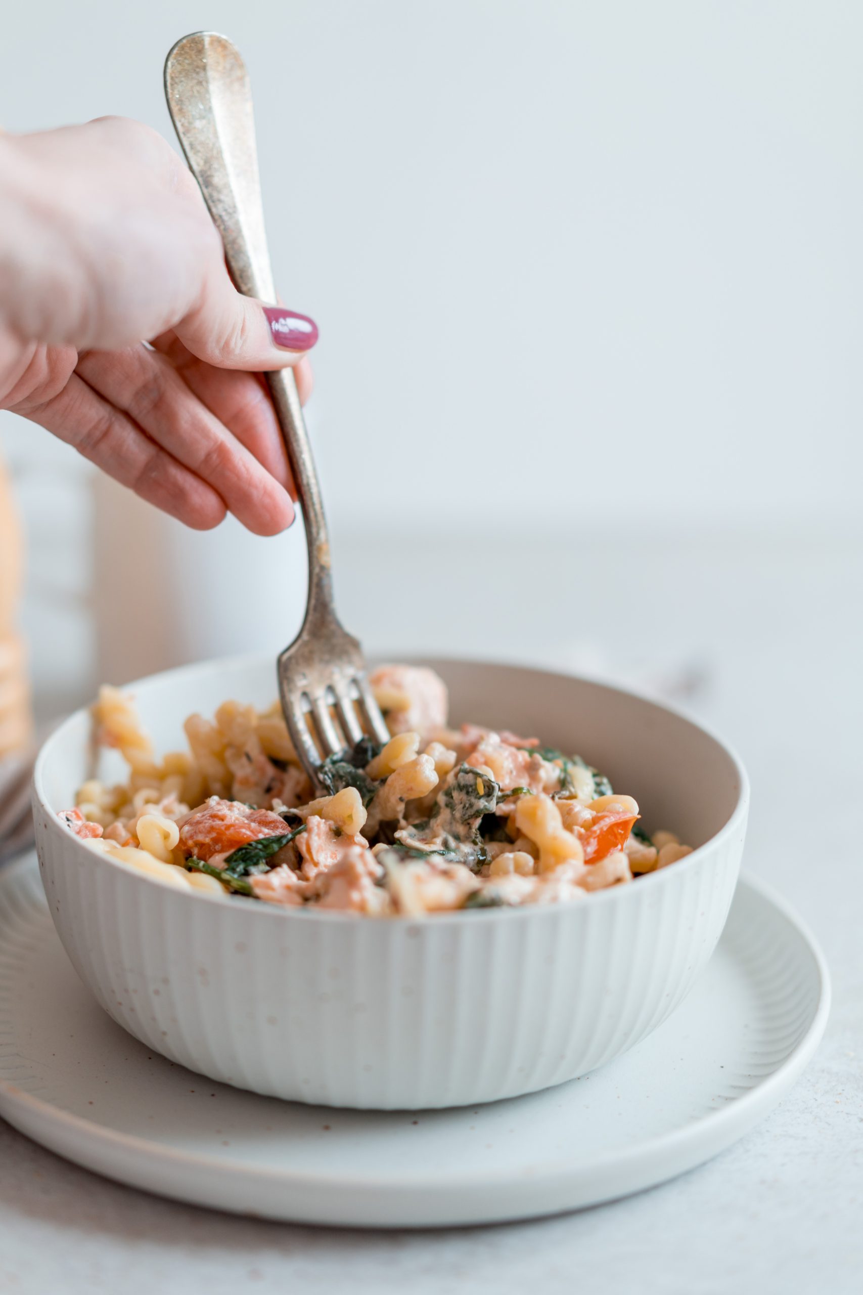 Schnelle Lachs Spinat Pasta